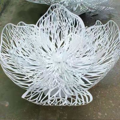 不銹鋼戶外噴泉水景擺件拉絲鏤空蓮花擺件