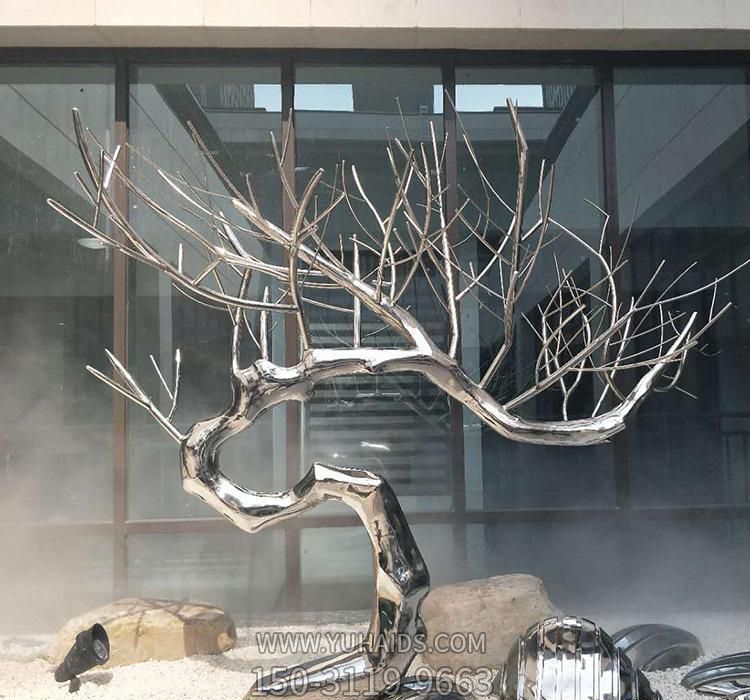 園林別墅擺放不銹鋼鏡面樹雕塑