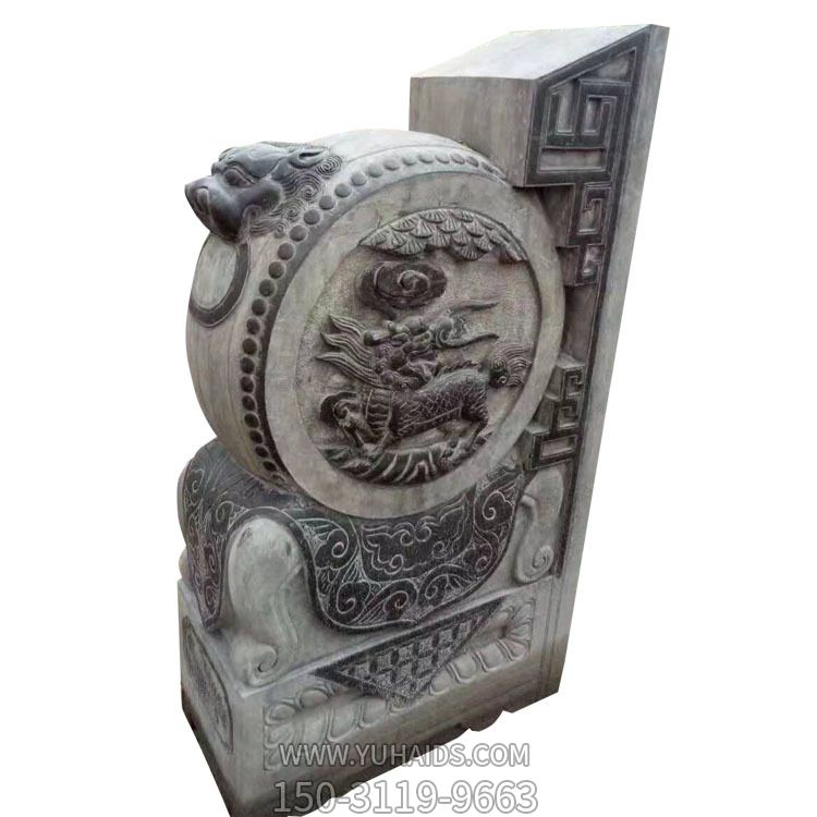 青石復古雕刻抱鼓石庭院門口擺放柱墩石門墩雕塑