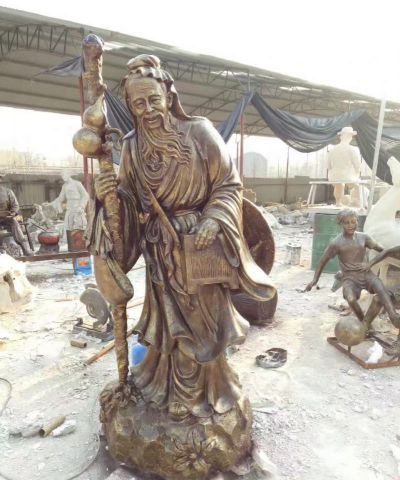 企業(yè)園林仿銅彩繪孫思邈玻璃鋼雕塑