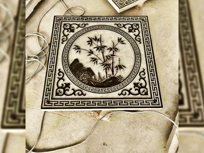 浮雕竹子圖案庭院石花窗