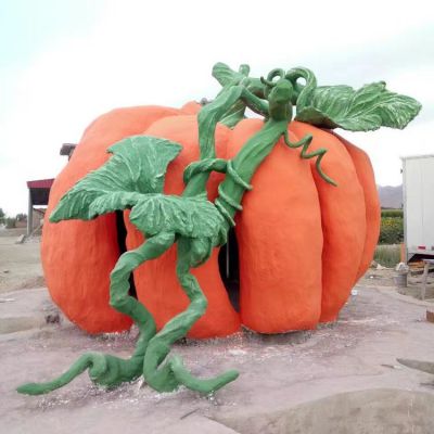 城市街道擺放水泥噴漆仿真大型南瓜雕塑