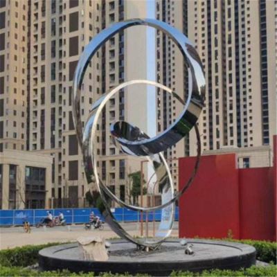 小區綠化裝飾創意不銹鋼圓環雕塑