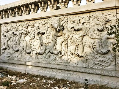 寺院青石九龍壁浮雕塑