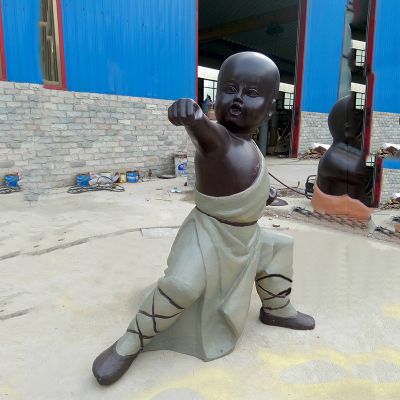 景區寺院功夫和尚玻璃鋼仿銅雕塑