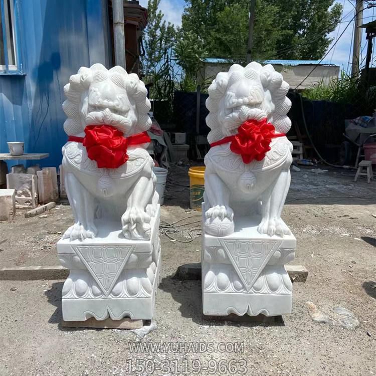 大理石漢白玉浮雕鎮(zhèn)宅招財(cái)石獅子企業(yè)門(mén)墩雕塑