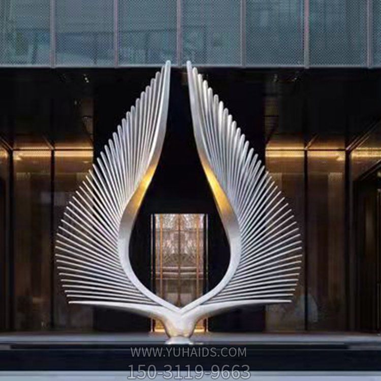 抽象園林景觀酒店會所門口翅膀擺件雕塑