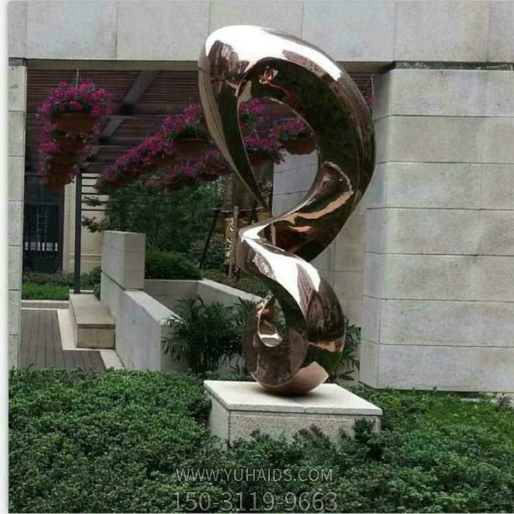 別墅小區不銹鋼抽象異性標志雕塑