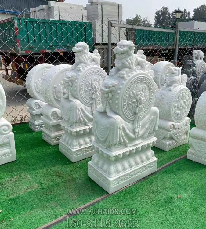 石雕漢白玉獅子抱鼓石庭院門口鎮宅雕塑