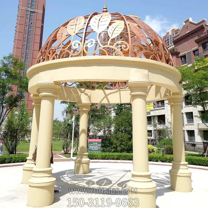 小區裝飾大理石雕刻歐式鐵藝圓頂造景擺件雕塑