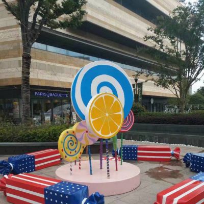 幼兒園創(chuàng)意玻璃鋼糖果休閑凳子公共座椅雕塑裝飾擺設