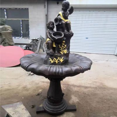 戶外銅雕西方創意兒童噴泉雕塑