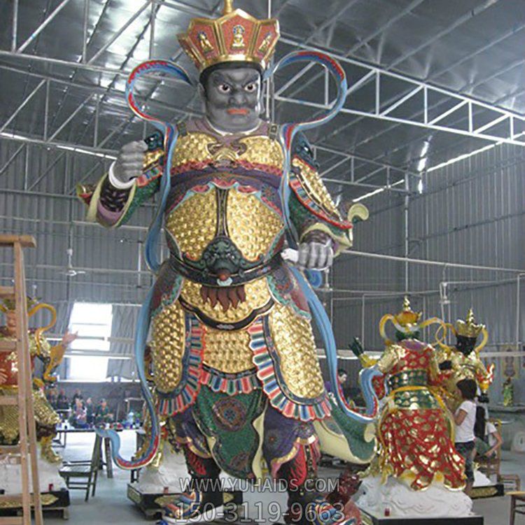 寺院擺放彩繪四大天王神像銅雕雕塑