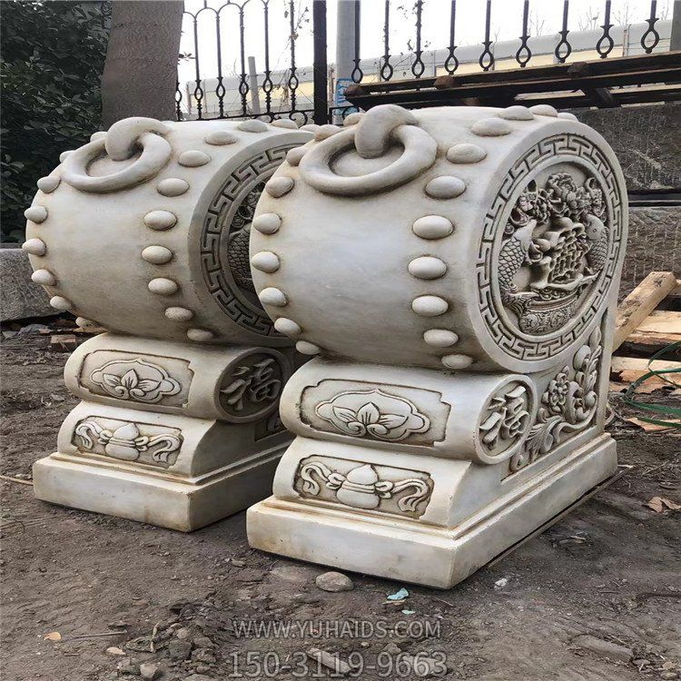 庭院門口大理石花崗巖石雕一對(duì)抱鼓石雕塑