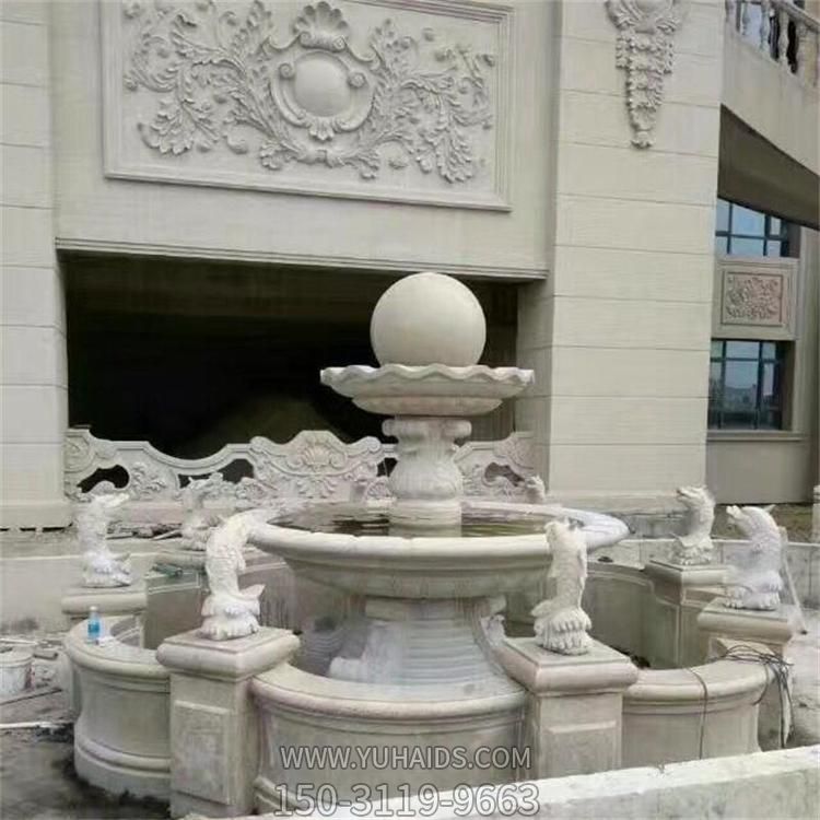 大理石石雕戶外別墅小區(qū)風水球噴泉雕塑