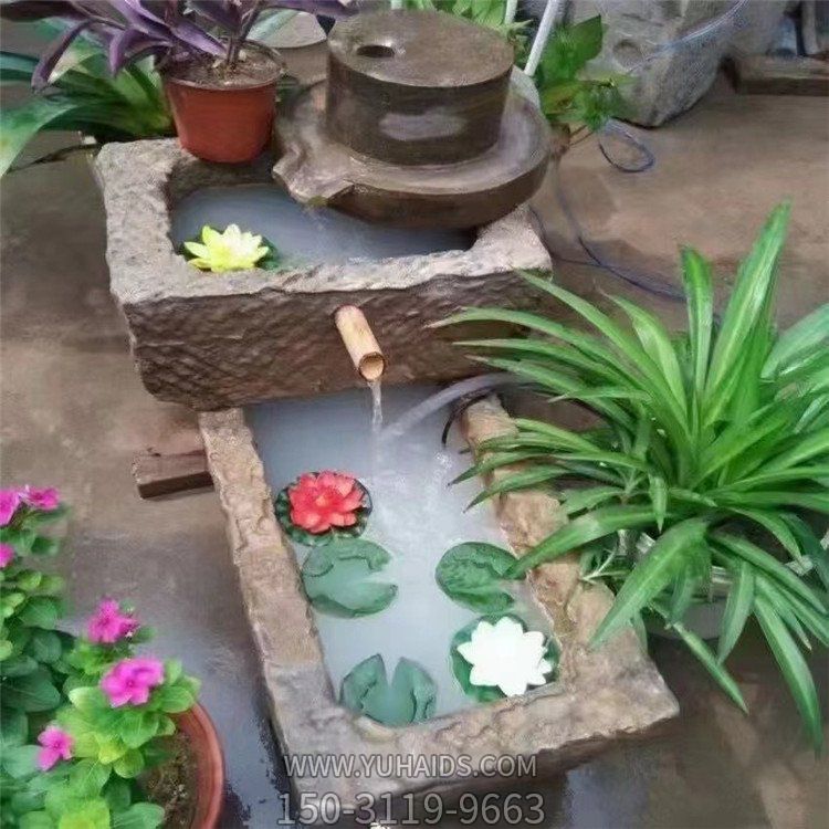 青石老石槽 庭院老石器擺件流水擺件雕塑