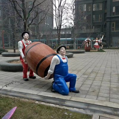 公園景區玻璃鋼彩繪人物情景小品擺件