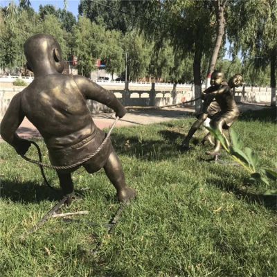 拔河，玻璃鋼民俗生活場景雕塑
