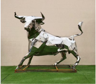 不銹鋼，塊面，鏡面，牛雕塑