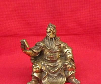 工廠大型不銹鋼仿銅看書 的關公雕塑