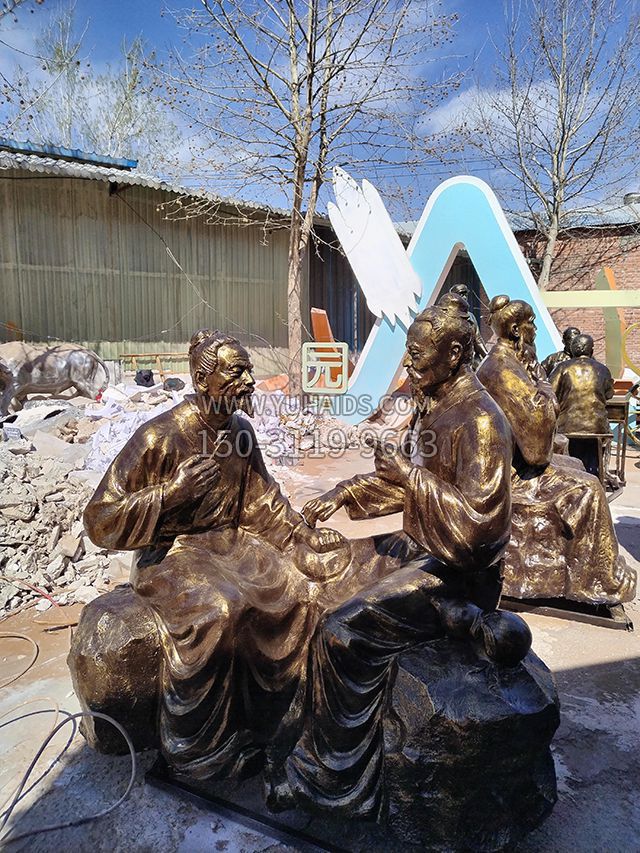 問診——玻璃鋼仿銅中醫藥主題人物雕塑