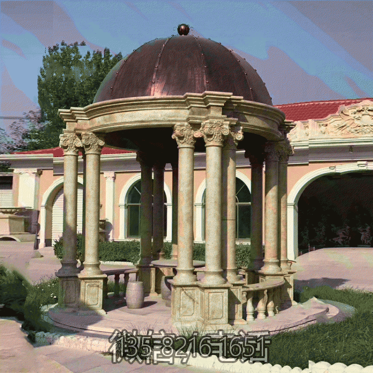 鐵藝穹頂歐式石雕涼亭