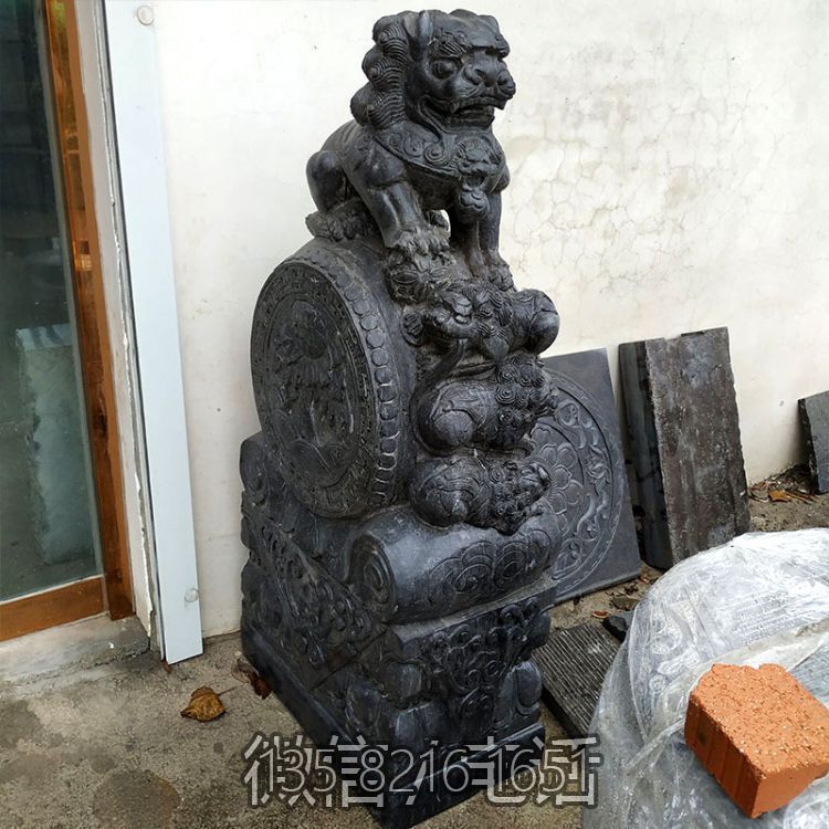 大型獅子抱鼓石青石門墩