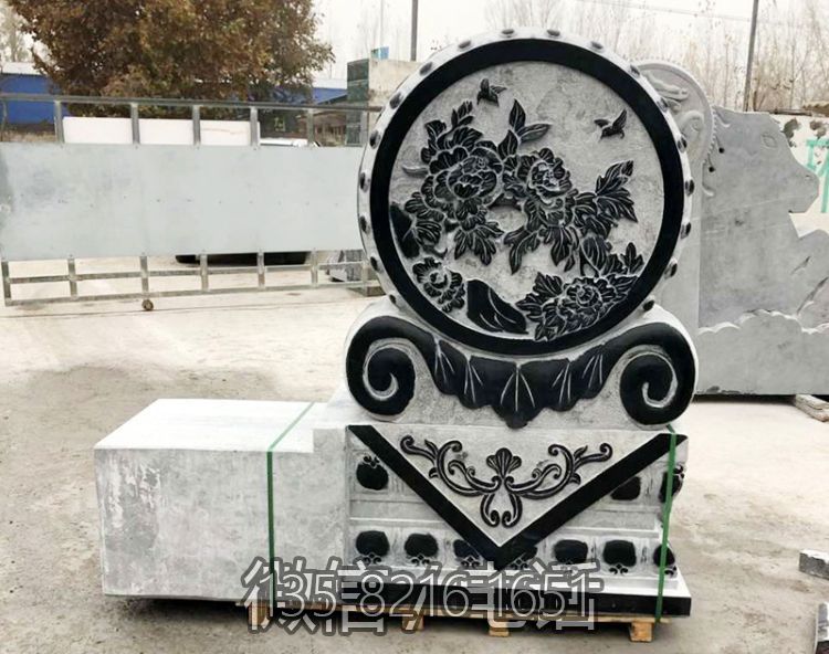 青石雕花仿古石門墩