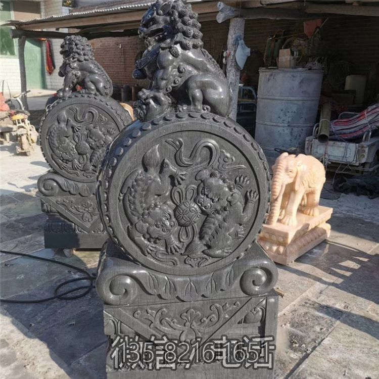 抱鼓石中式仿古石雕門墩擺件