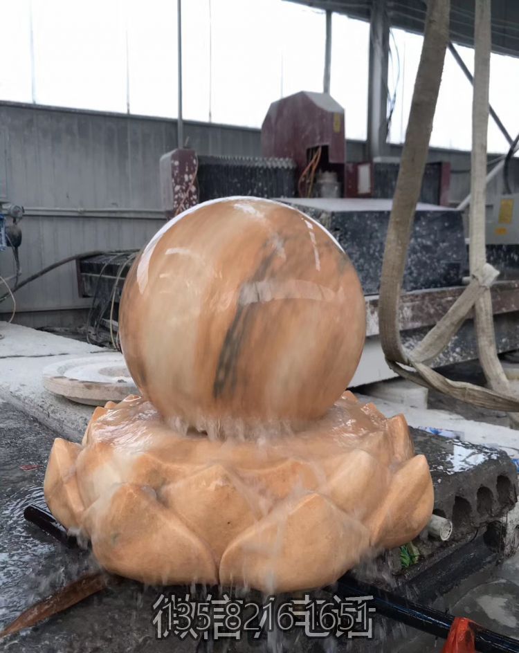 晚霞紅風水球石雕