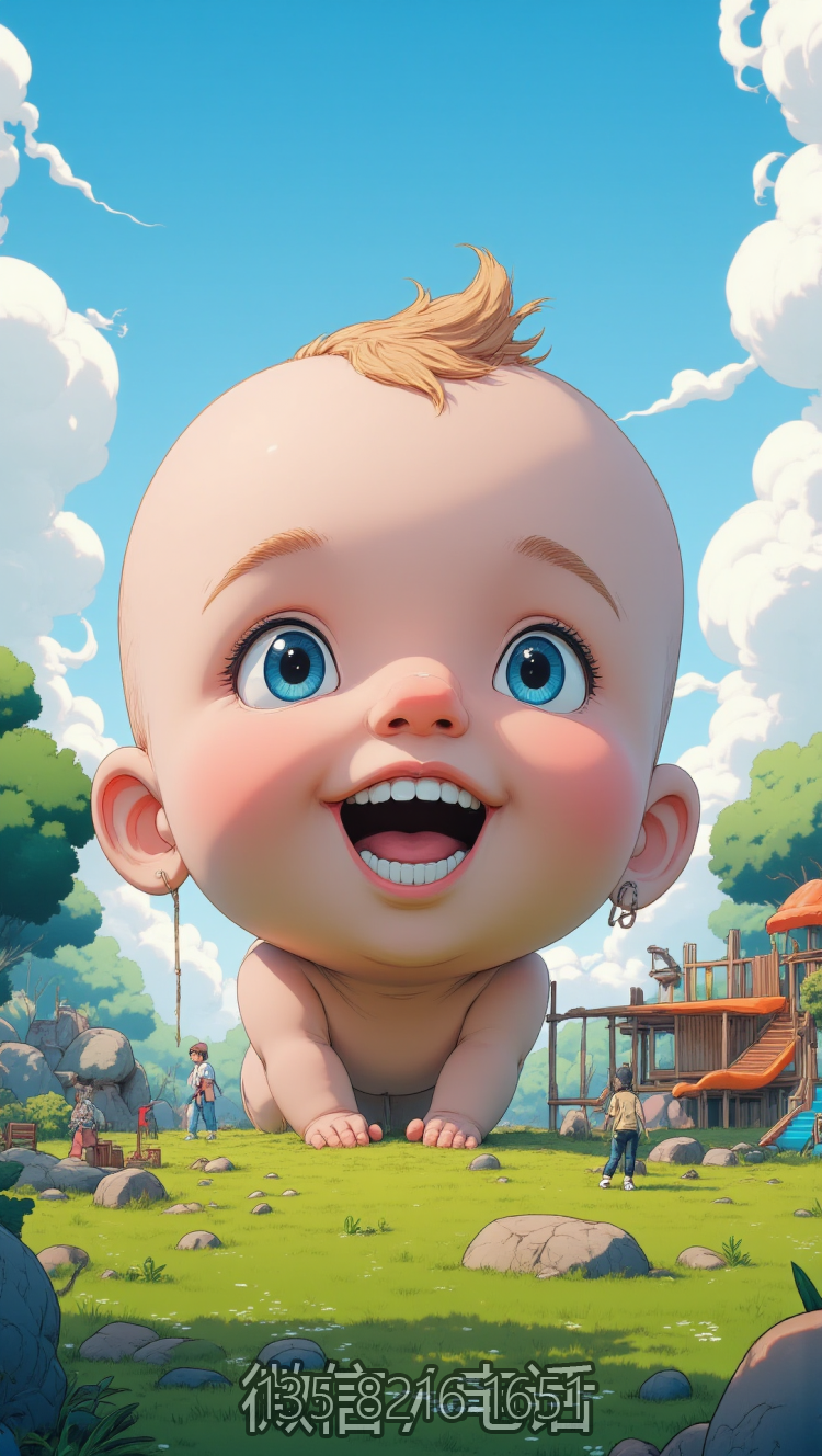 在地上爬行的卡通嬰兒雕塑