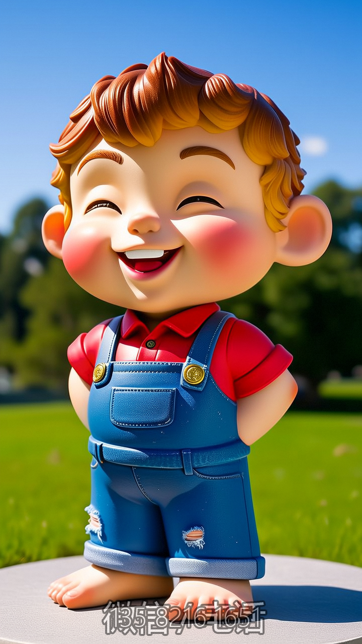 雙手插兜的卡通男孩雕塑