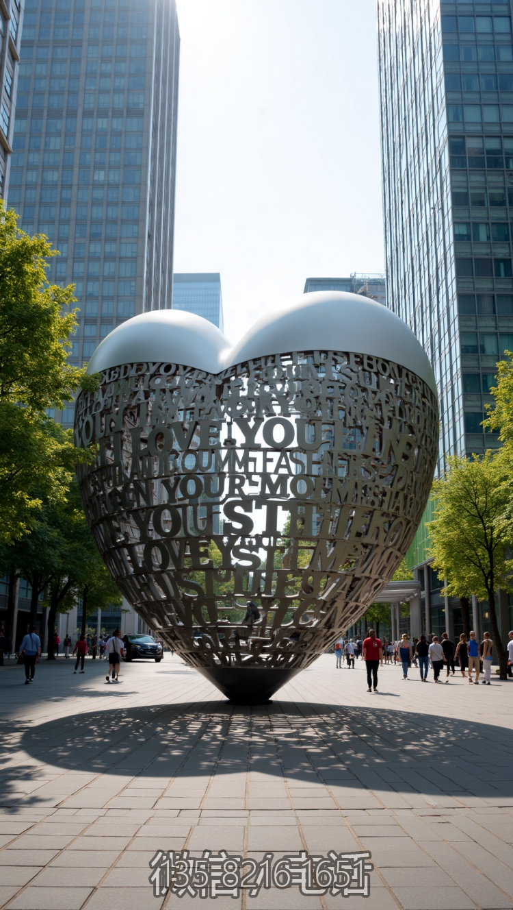 iloveyou不銹鋼字面愛心雕塑