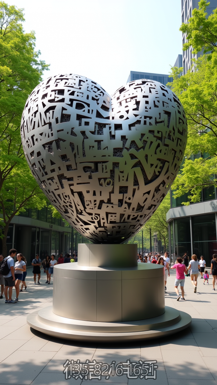 鏤空不銹鋼愛心雕塑