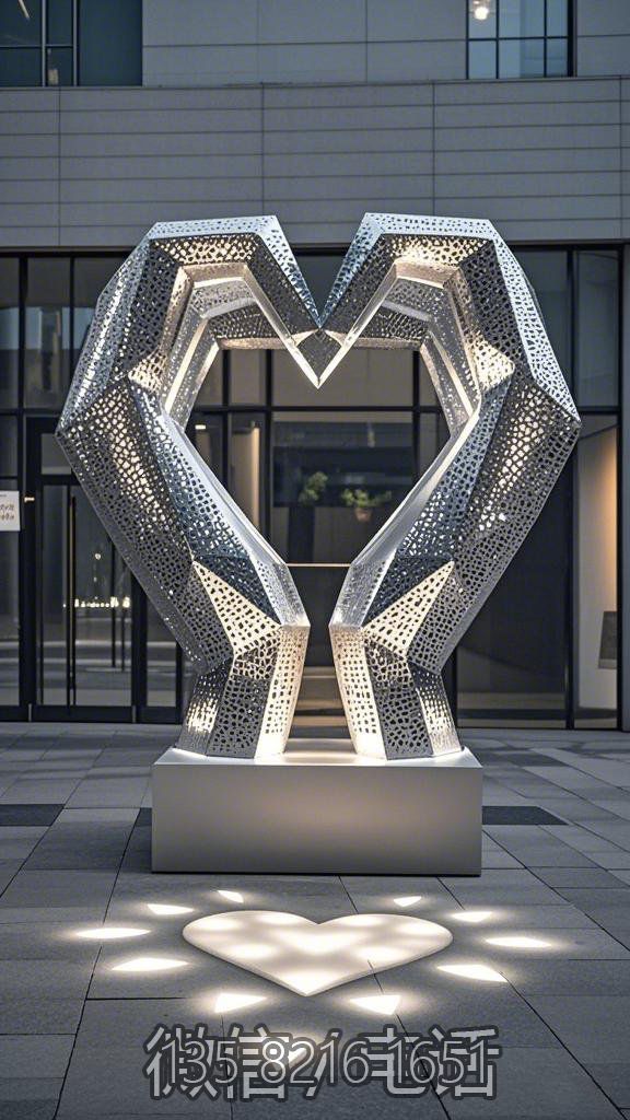 雙手比心的不銹鋼愛心雕塑