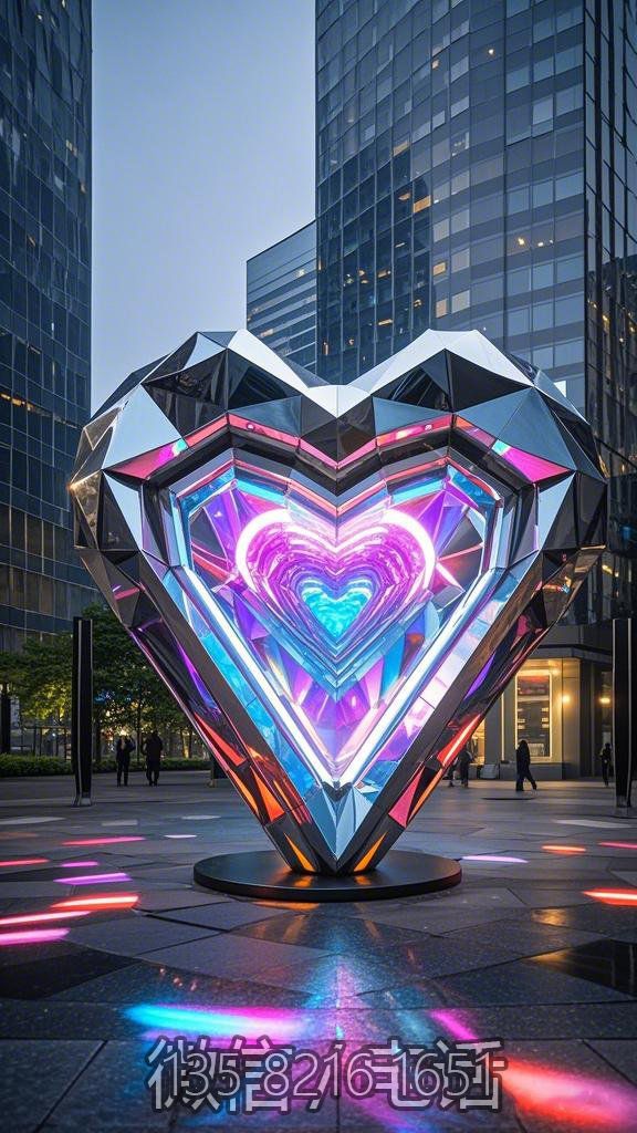 不銹鋼比心發(fā)光雕塑