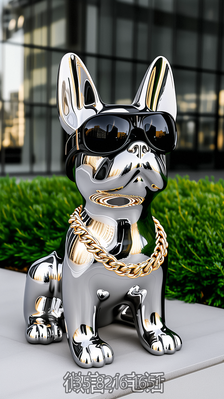 萌犬不銹鋼小狗雕塑擺件