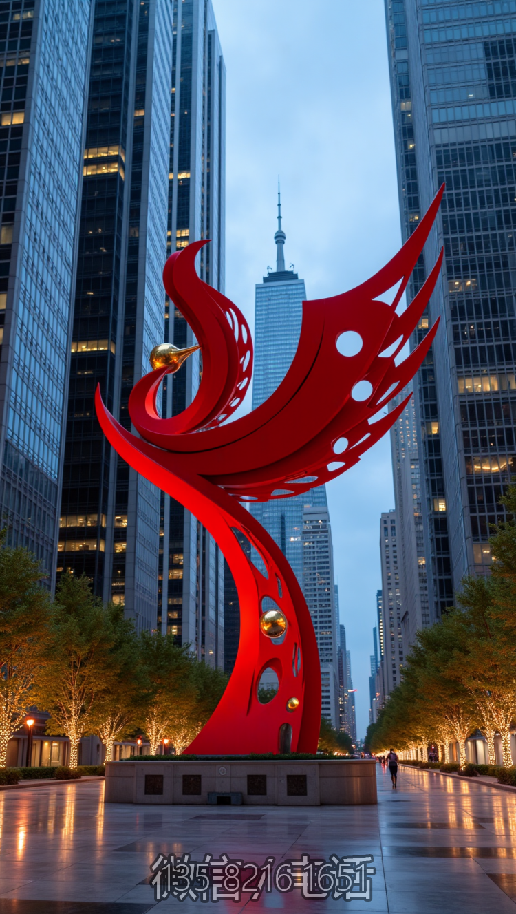 抽象不銹鋼鳳凰景觀雕塑