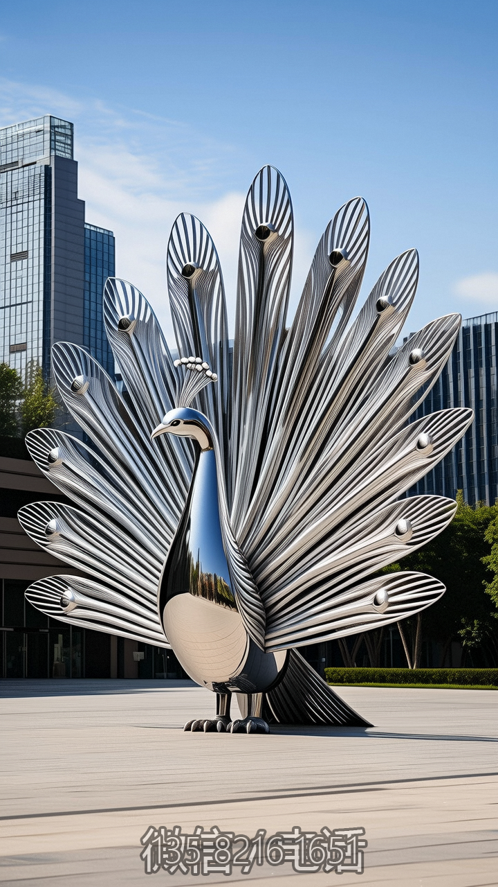 鏡面不銹鋼孔雀雕塑