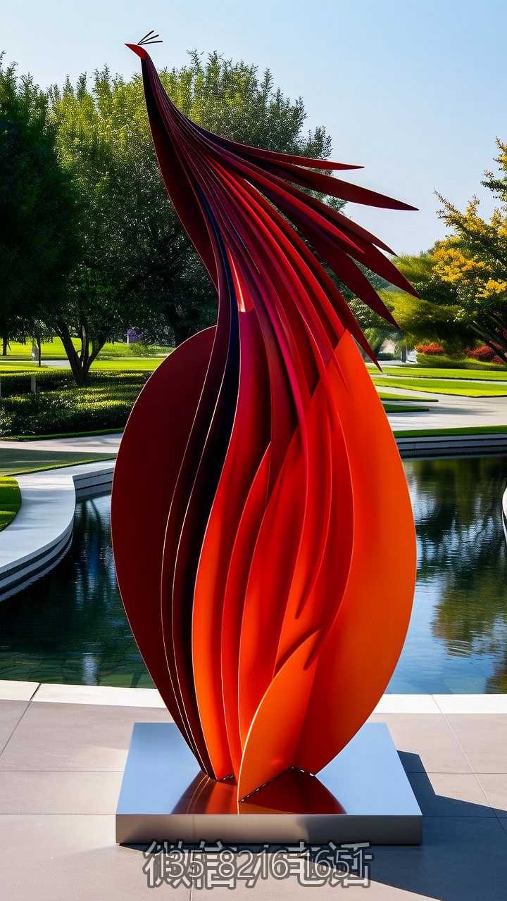 抽象不銹鋼孔雀藝術雕塑