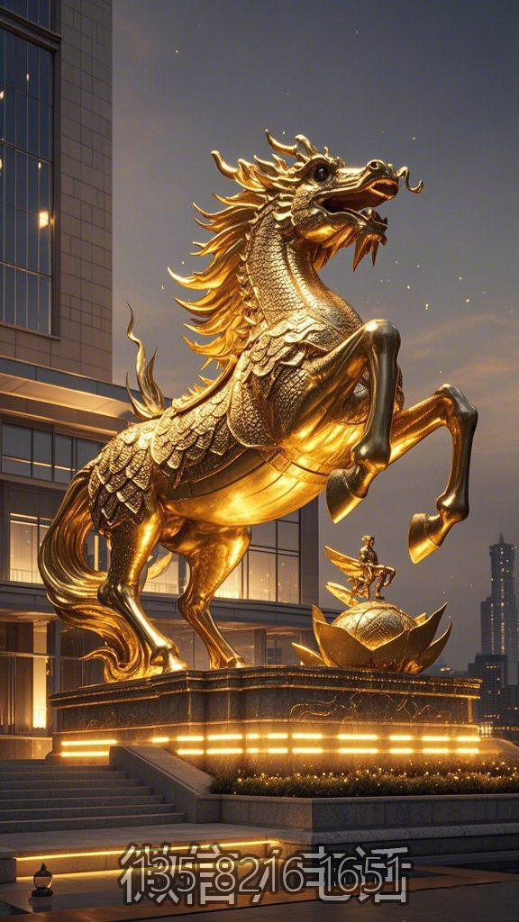 賓館酒店大門龍馬景觀不銹鋼雕塑