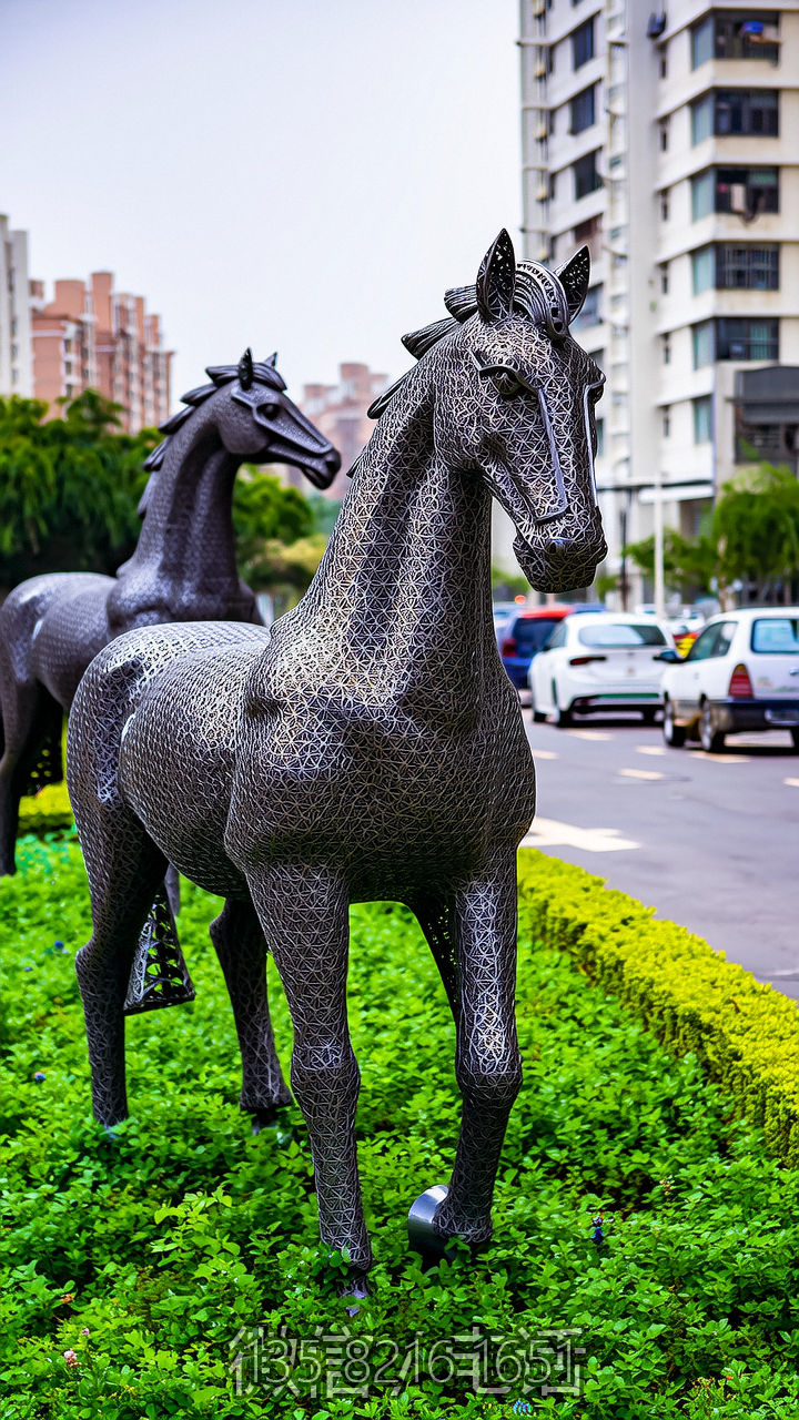 鏤空不銹鋼仿真馬雕塑