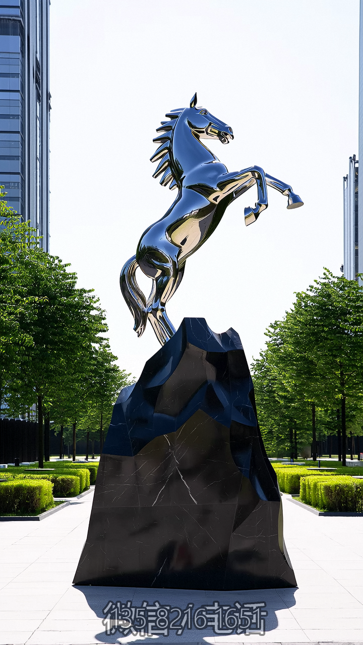 鏡面不銹鋼立馬景觀(guān)雕塑