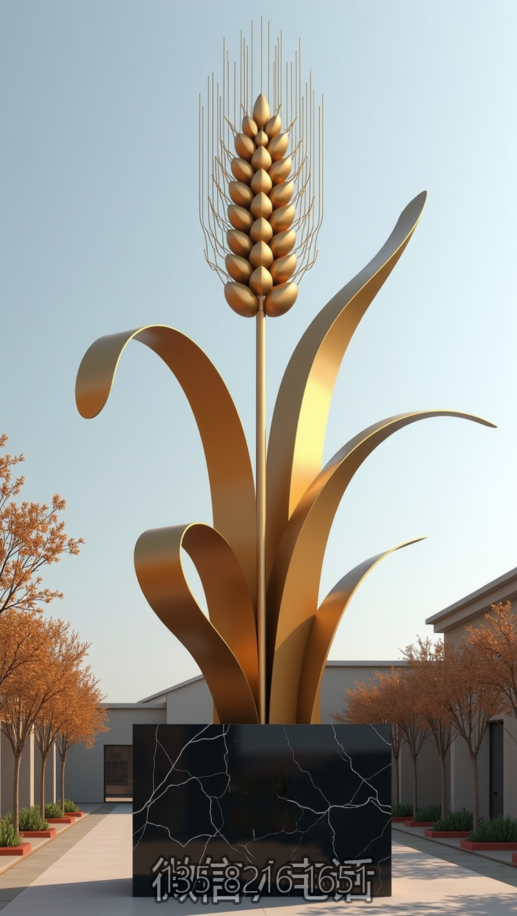 抽象不銹鋼麥穗景觀雕塑