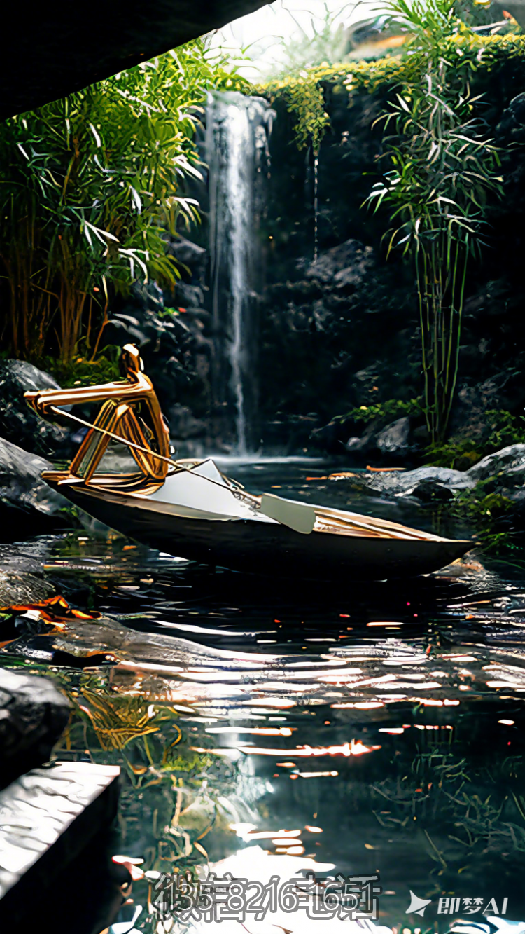 不銹鋼劃船的抽象人物、小船雕塑