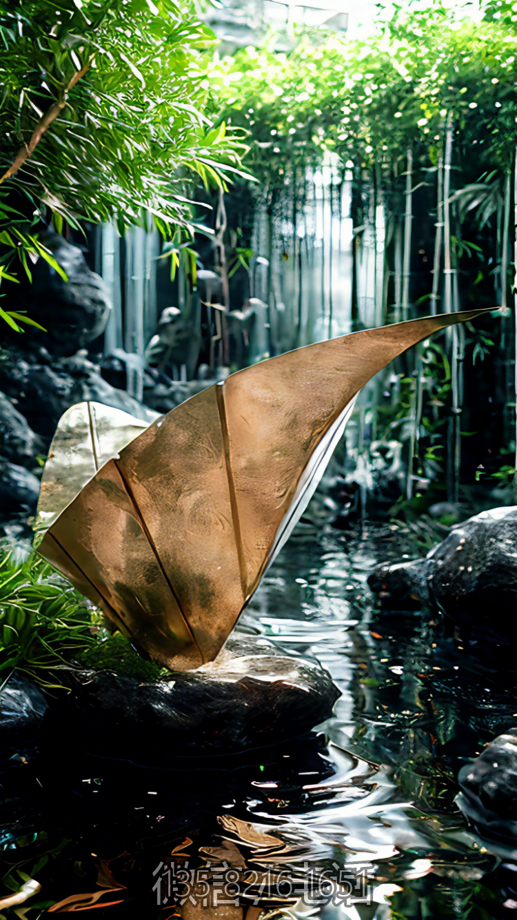 船型不銹鋼樹葉景觀雕塑