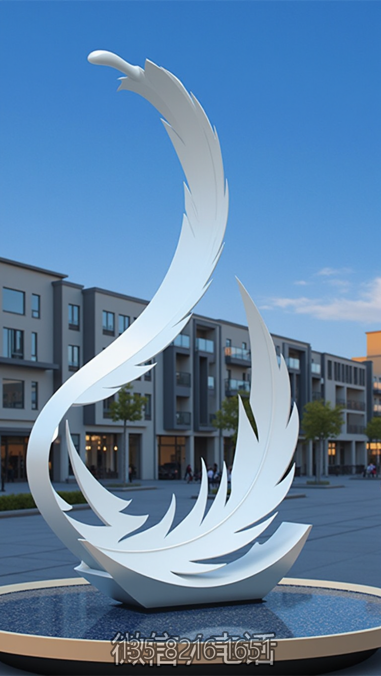 創意不銹鋼羽毛景觀藝術雕塑