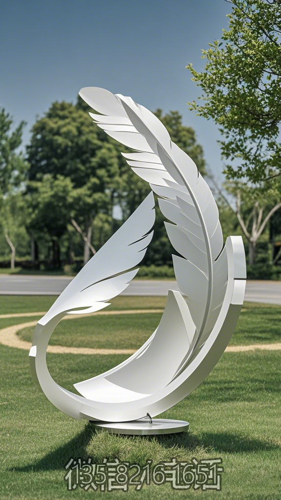 不銹鋼羽毛雕塑擺件
