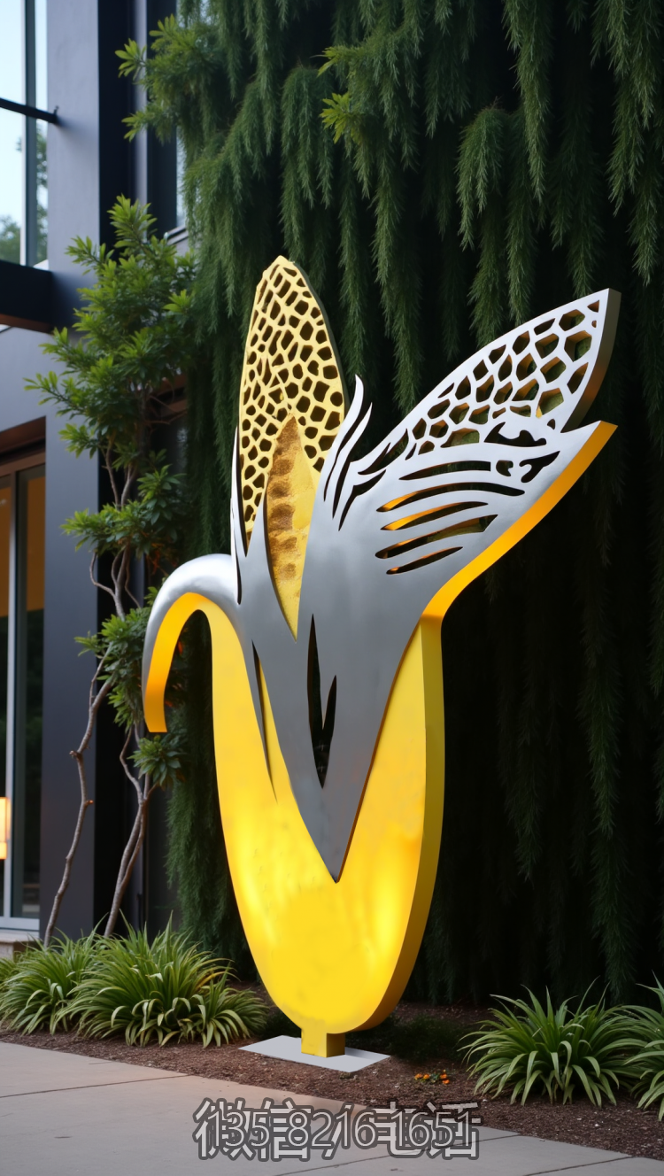 抽象不銹鋼玉米雕塑
