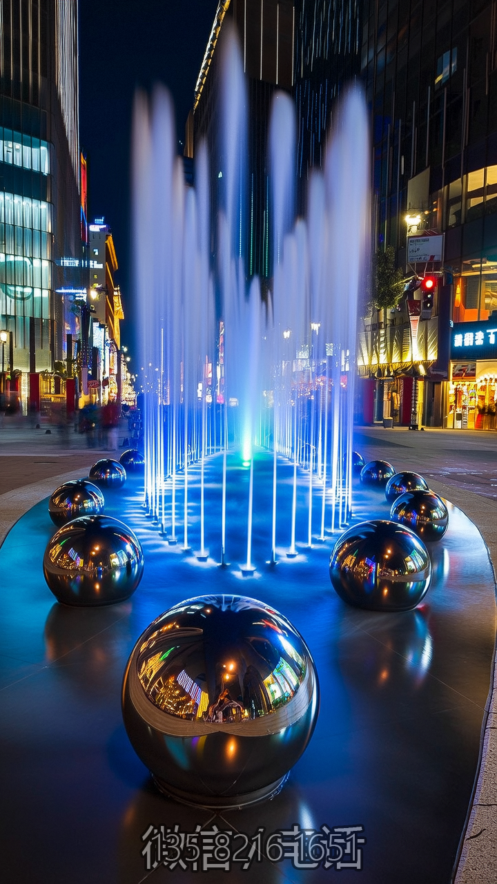 城市步行街水景噴泉裝飾不銹鋼鏡面球體雕塑